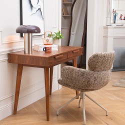 Bureau 2 tiroirs Lotta 121 cm en multiplis noyer