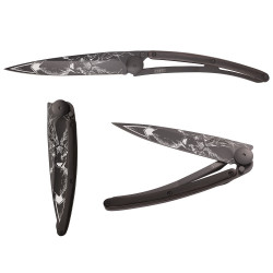 Couteau de Poche Pliant Ultra léger avec Clip Ceinture, 37g, Black, Ebène, Cerf