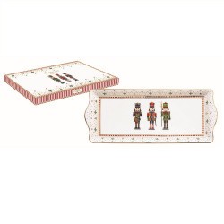 Coffret plat a cake 35x15cm en porcelaine nutcracker