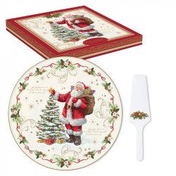 Coffret plat a tarte ø 32cm avec pelle en porcelaine nutcracker