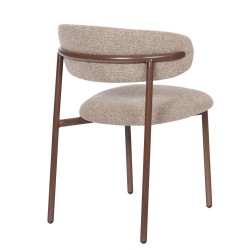 Chaise de salle à manger Curve en tissu marron avec piètement finition noyer (lot de 2)