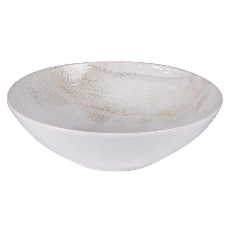 Assiette plate en grès blanc décoré 27cm Mojave