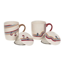 Coffret mug filtre en grès décoré 45cl - Ernest (1 modèle aléatoire)