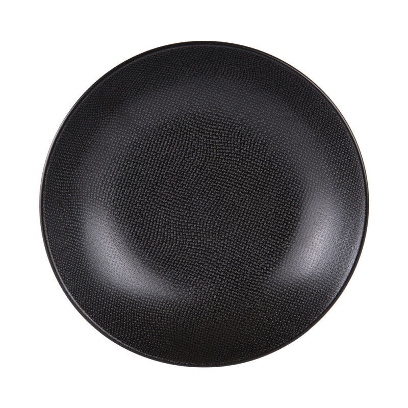 TABLE PASSION - Grande assiette creuse Vesuvio noir 25 cm (lot de 6)