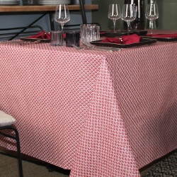 Nappe enduite Eventails bordeaux 150x150 cm