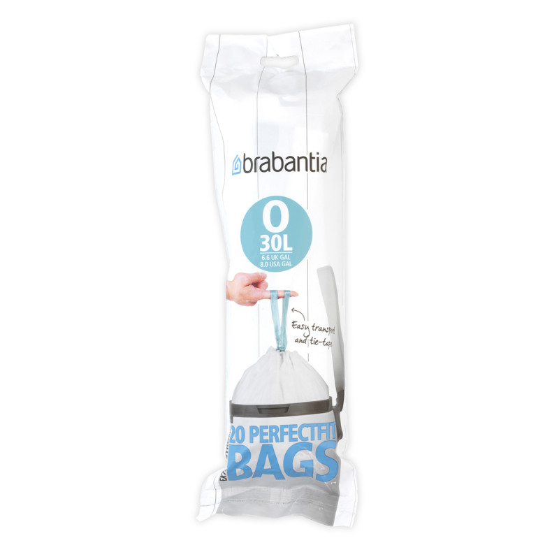 BRABANTIA - Rouleau de 20 sacs poubelle PerfectFit 30 litres Code O