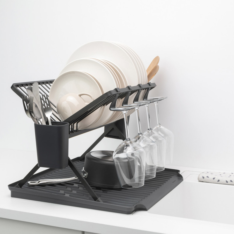 BRABANTIA Egouttoir à vaisselle pliable grand modèle gris foncé