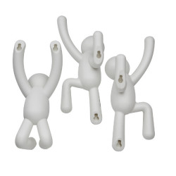 Lot de 3 patères murales avec fixations blanc Buddy Hook