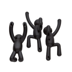 Lot de 3 patères murales avec fixations noires Buddy Hook