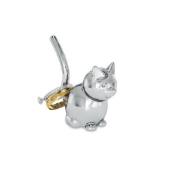 Porte bague chat en métal chromé Zoola