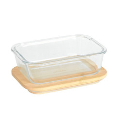 Boîte alimentaire rectangulaire en verre et bambou 1,5L