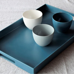 Set 3 bols mélamine 10cm blanc, bleu et gris