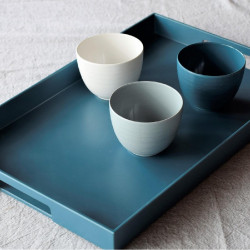 Set 3 bols mélamine 10cm blanc, bleu et gris