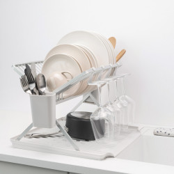 Egouttoir à vaisselle pliable grand modèle gris clair