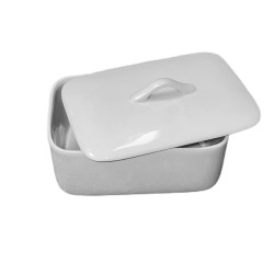 Beurrier en porcelaine blanche 12.5x8.3 cm