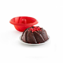 Moule à kougelhopf rouge en silicone