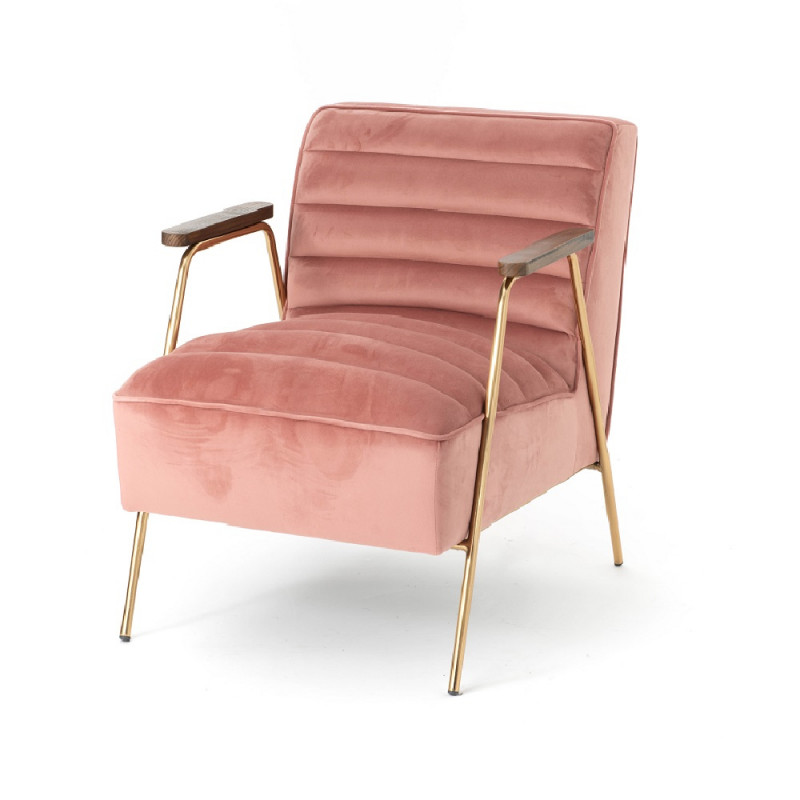 Fauteuil Hutch en velours rose