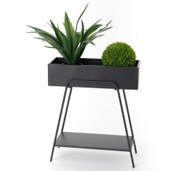 Console porte-plante en métal noir 60x25x70