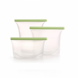 kit de 3 sacs en  silicone réutilisables 0.5, 1 et 1.5 litre