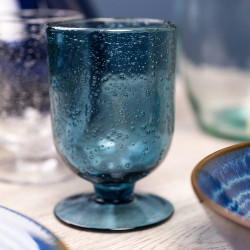 Verre à pied Gordes bullé bleu 25cl