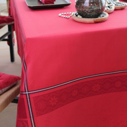 Nappe jacquard Natif 150x150cm rouge 