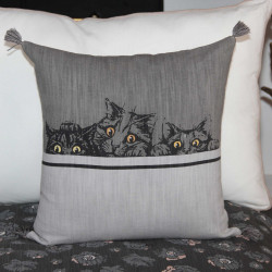 Coussin 45x45cm cats anthracite