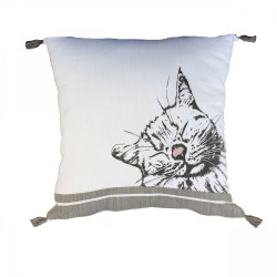 Coussin 45x45cm cats écru