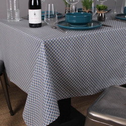 Nappe éventails plastifiée 300x150cm pétrole 