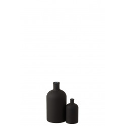 Vase bouteille verre mat noir large 