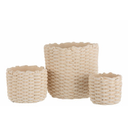 Cache-pot imitation corde ciment beige large 