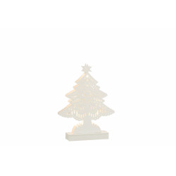 Sapin de Noël décoratif Led bois blanc large 