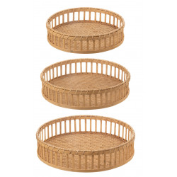 Set de 3 plateaux rond bambou naturel 