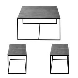 Set de 3 tables gigognes argent 80x80x45 et 75x39x41 cm