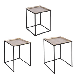 Set de 3 tables carrées plateaux  amovibles or