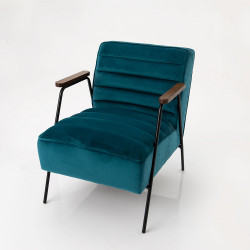 Fauteuil Hutch velours bleu...