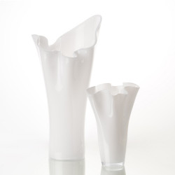 Vase PLISSE ROYAL H:70cm  D:30 cm en verre Blanc