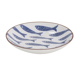 Assiette creuse Poissons 24 cm bleu (lot de 6)