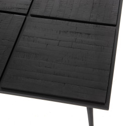 Table basse 80x80x38 cm noire en métal et Teck