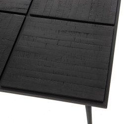 Table basse 80x80x38 cm Noir en Métal et Teck 