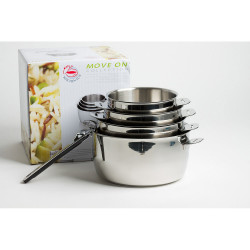 Lot de 4 casseroles de 14 à 20 cm en inox avec manche amovible Move On