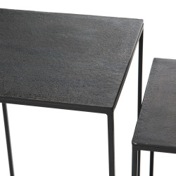 Set de 2 sellettes carrées en fonte d'aluminium noir