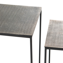 Set de 2 sellettes carrées en fonte d'aluminium argent
