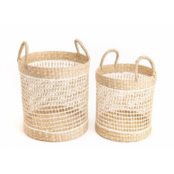 Set de 2 panier blanc naturel champ ,