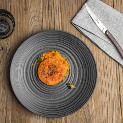 Assiette plate 27 cm Moon noir (lot de 6)