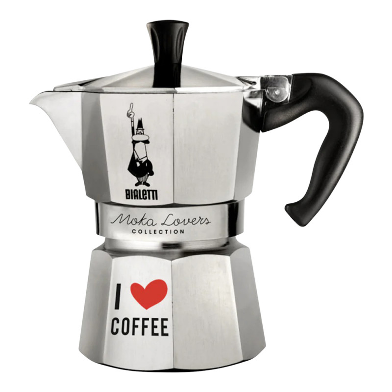 Cafetière italienne moka express i love coffee - 6 tasses inox