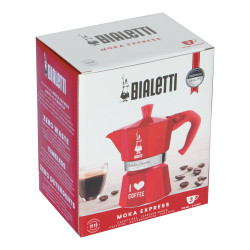 Cafetière italienne moka express i love coffee - 3 tasses rouge