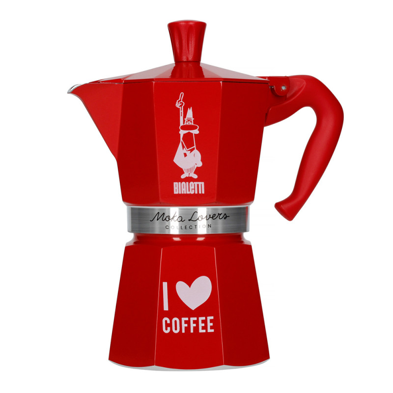Cafetière Italienne Moka Pot 3 Tasses - En Aluminium - Pour Cuisine, Camping, Bureau - Rouge