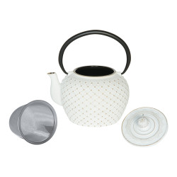 Théière Hokkaïdo en fonte avec filtre 1,2l blanche