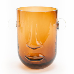 Vase visage marron 