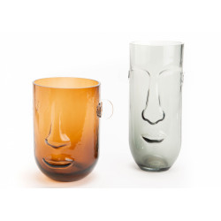 Vase visage marron 